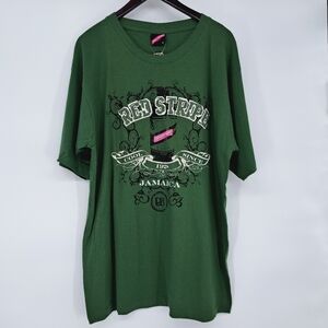Red Stripe Jamaica Green Brewery Novelty Embroidered T‎ Shirt